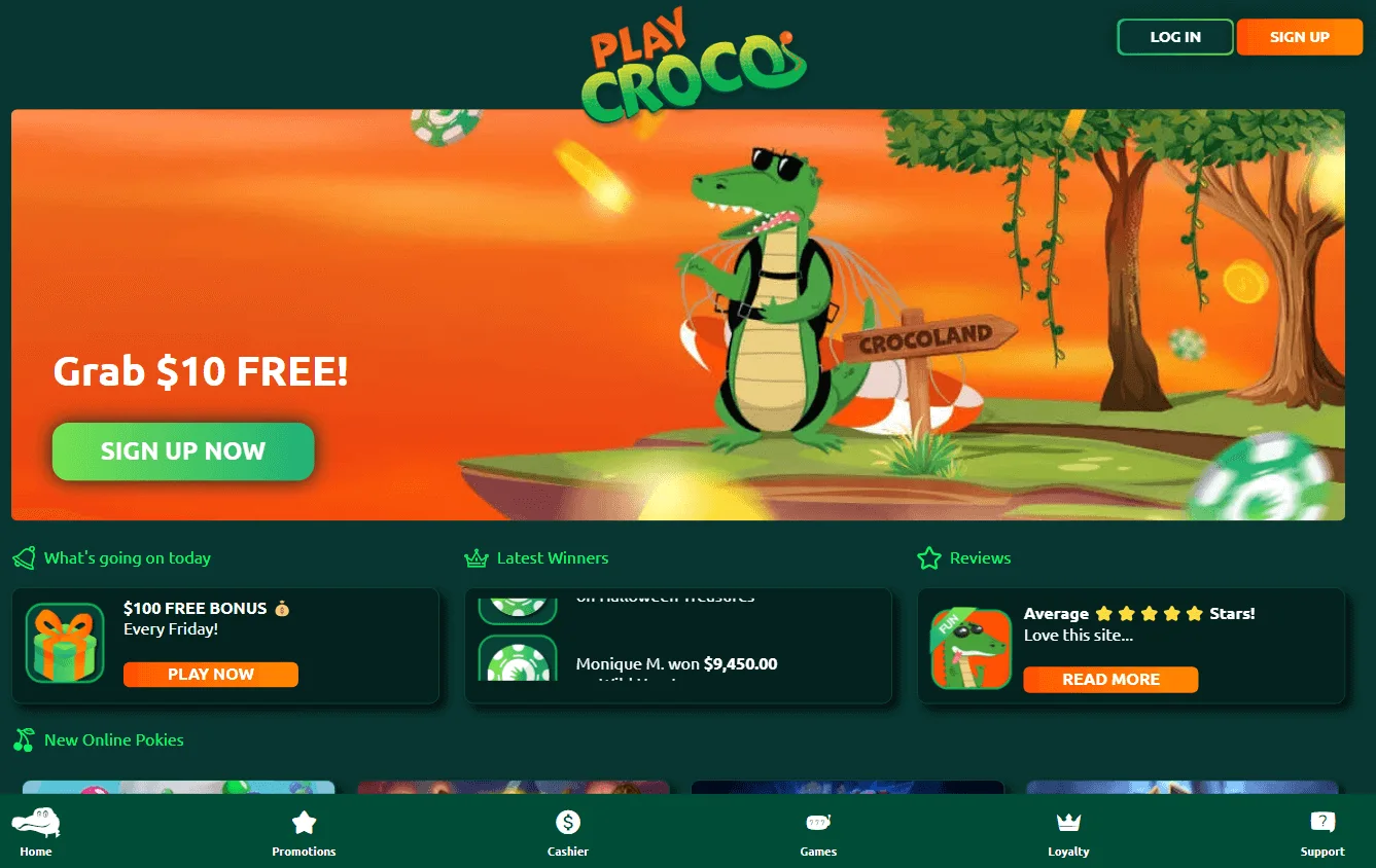PlayCroco desktop home screen
