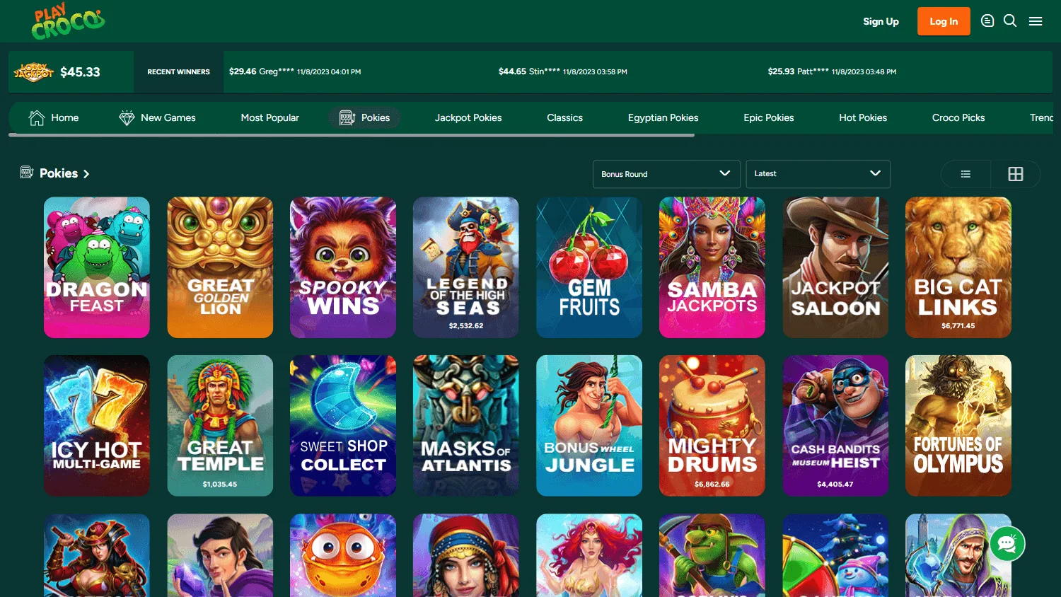 PlayCroco desktop games lobby